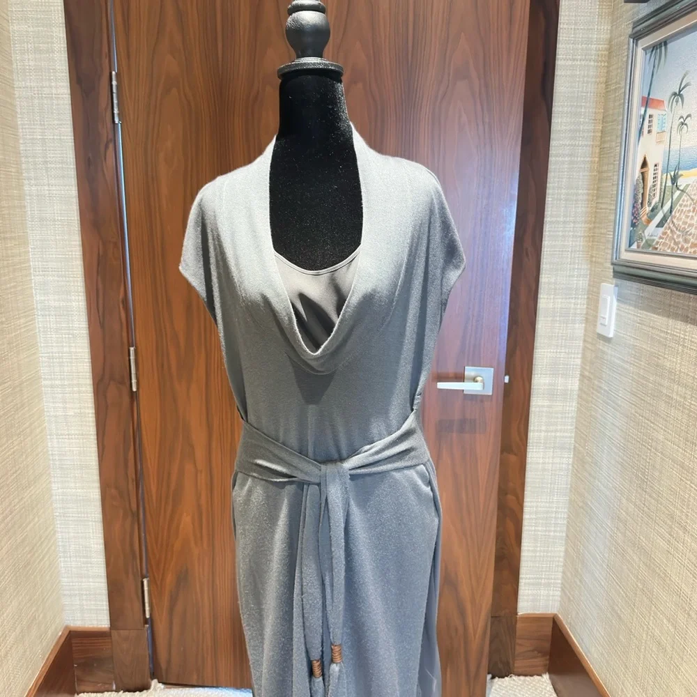 Brunello Cucinelli Gray High Low Dress - Picture 2 of 6